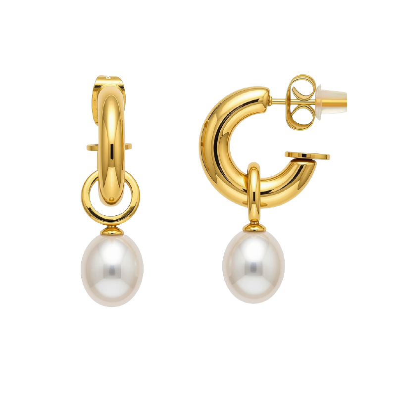 Kompsós 14K Gold Finish Pearl Drop Earrings