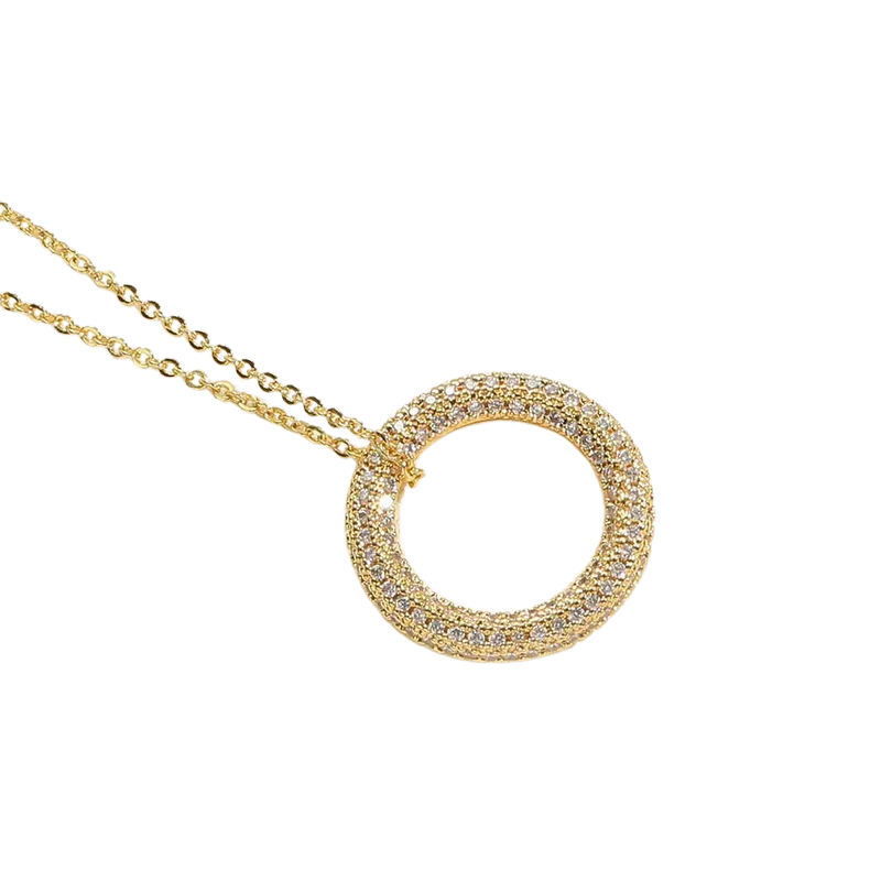 Kýklos 14K Gold Finish Pendant Necklace with Zircon Inlay