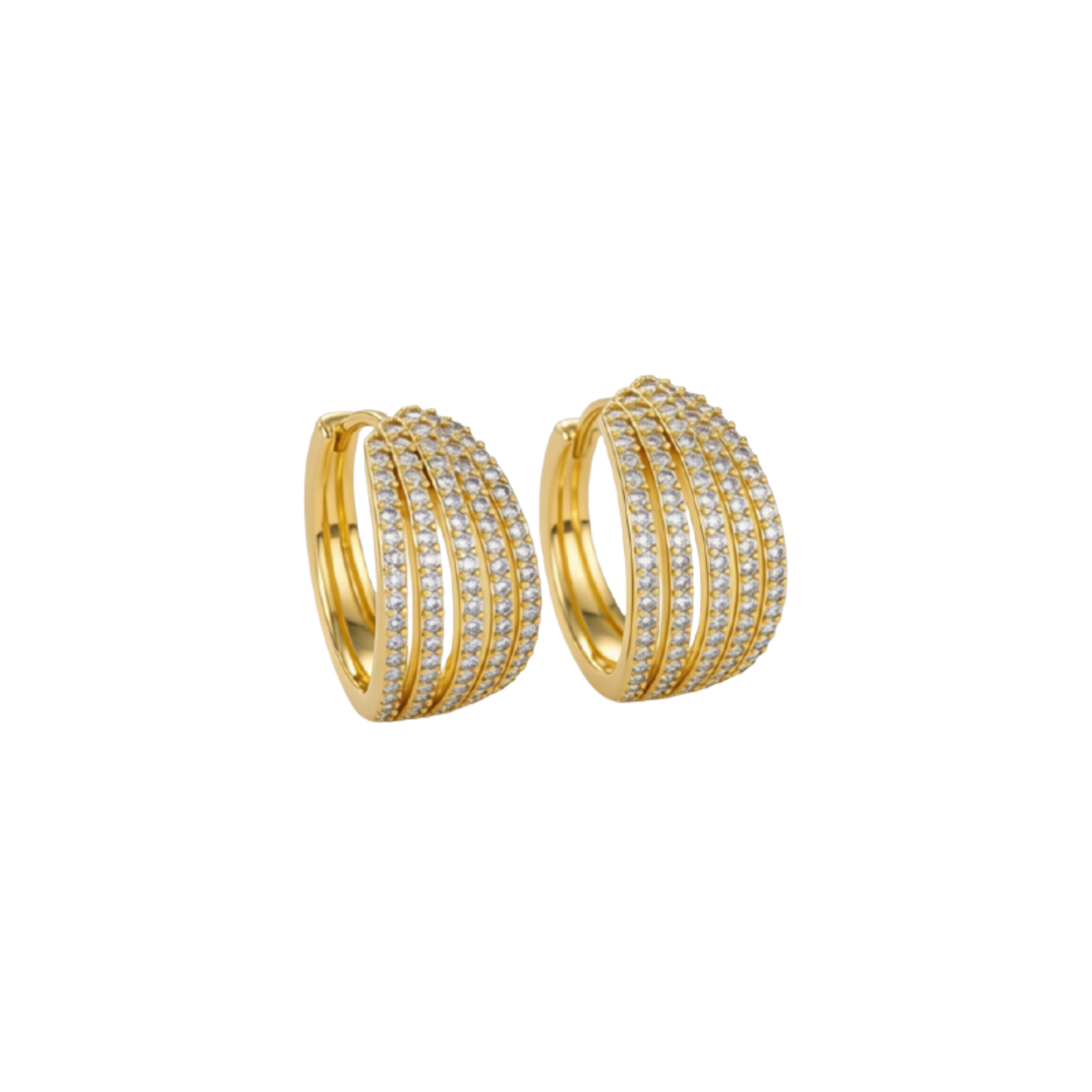 Pollaploús 18K Gold Finish Zircon Linked Earrings