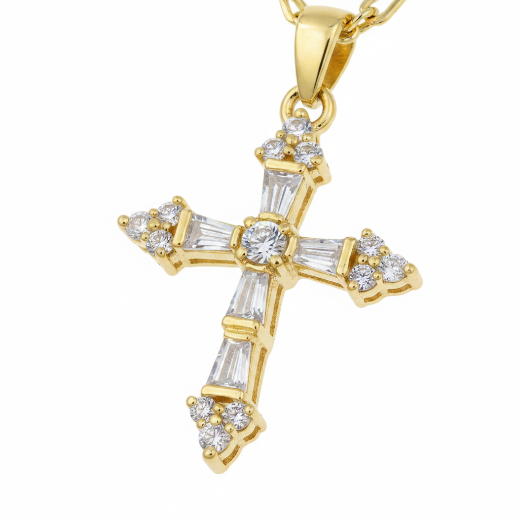 Christós 14K Gold Finish Cross Pendant Necklace