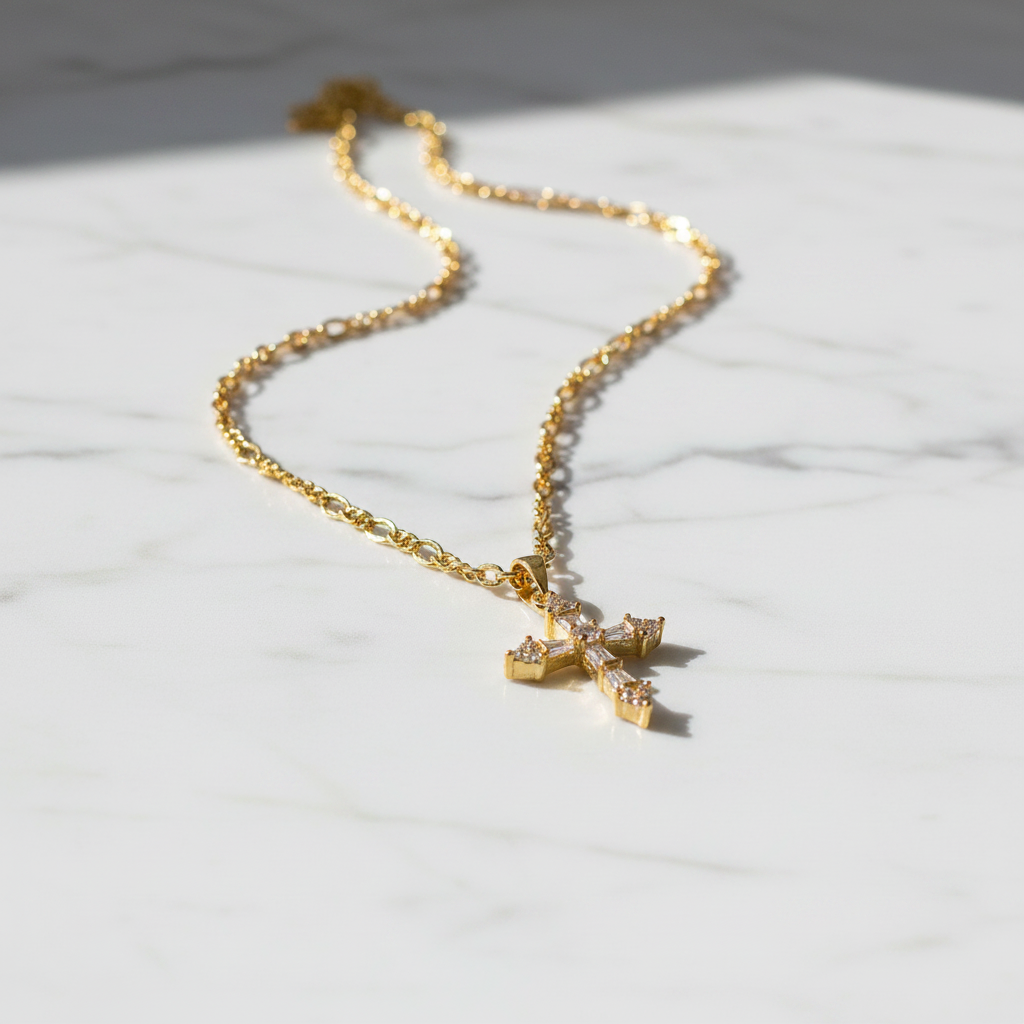 Christós 14K Gold Finish Cross Pendant Necklace