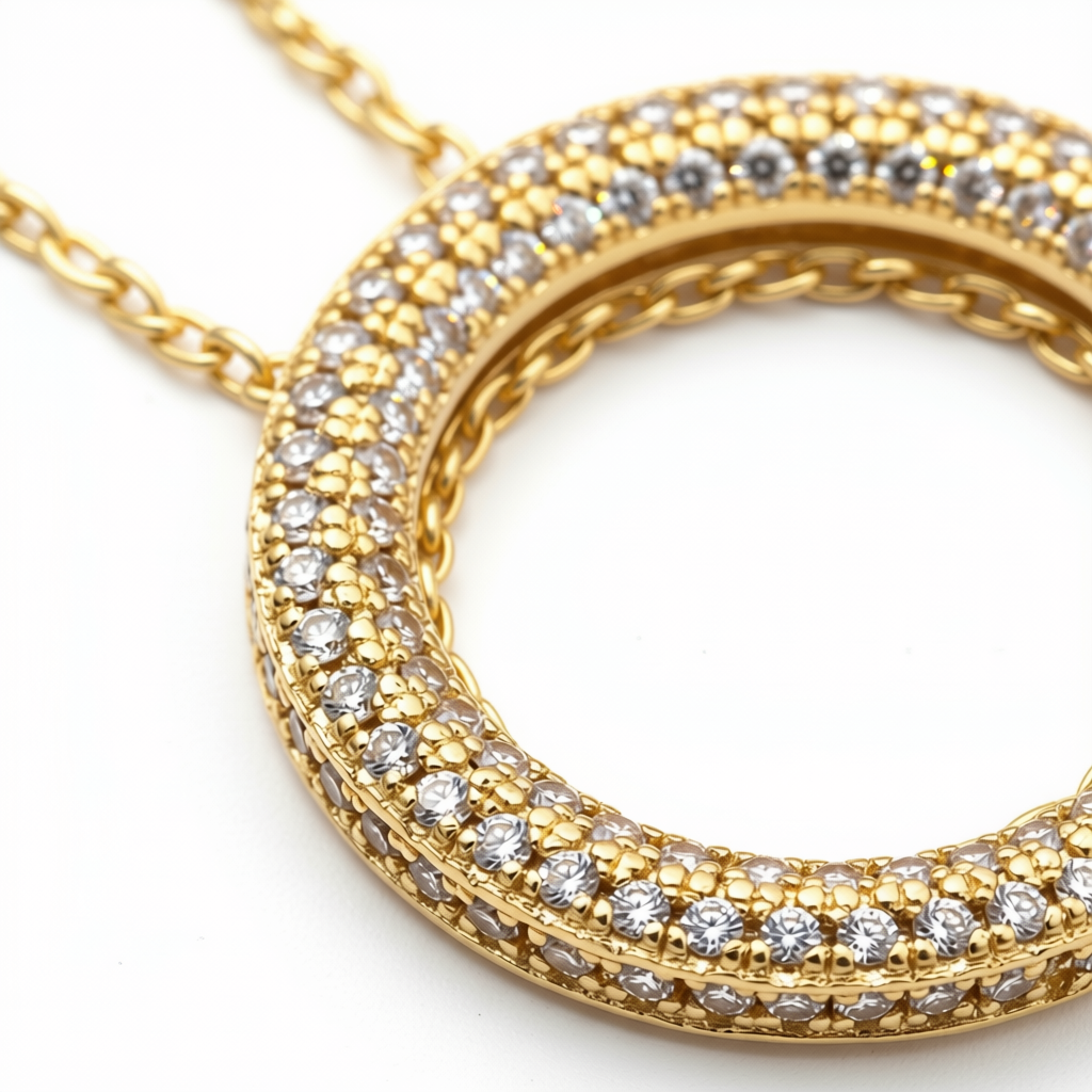 Kýklos 14K Gold Finish Pendant Necklace with Zircon Inlay
