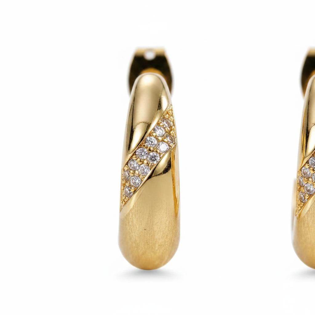 Omorfiá 18K Gold Finish Zircon Hoop Earrings