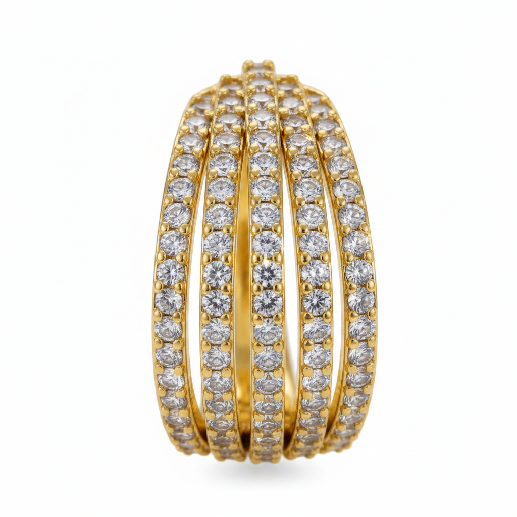 Pollaploús 18K Gold Finish Zircon Linked Earrings