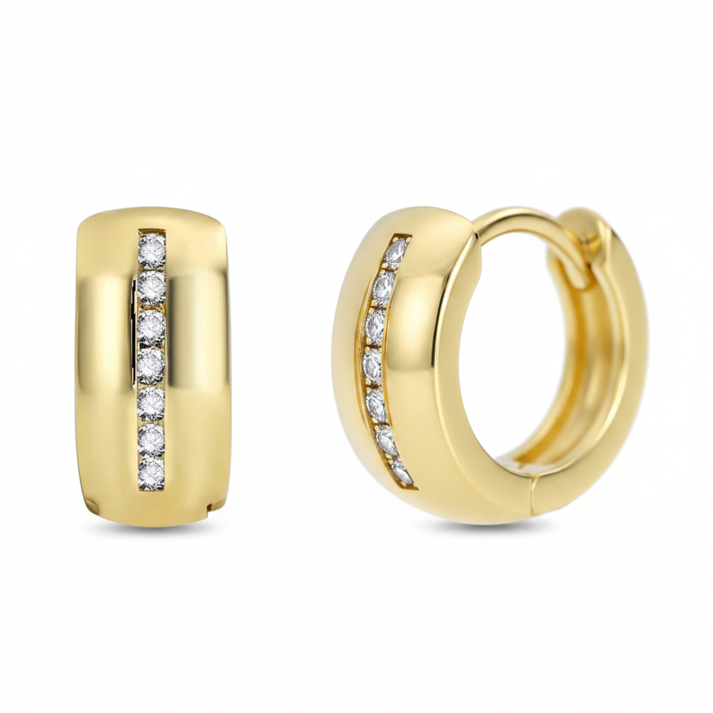 Varýs 18K Gold Finish Stone Detail Hoop Earrings